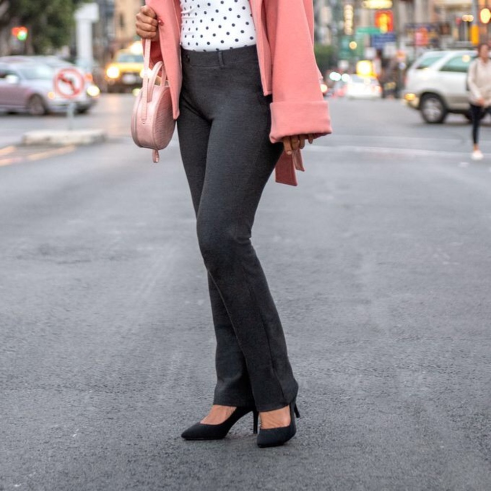 Betabrand Gray Straight Leg Yoga Dress Pants